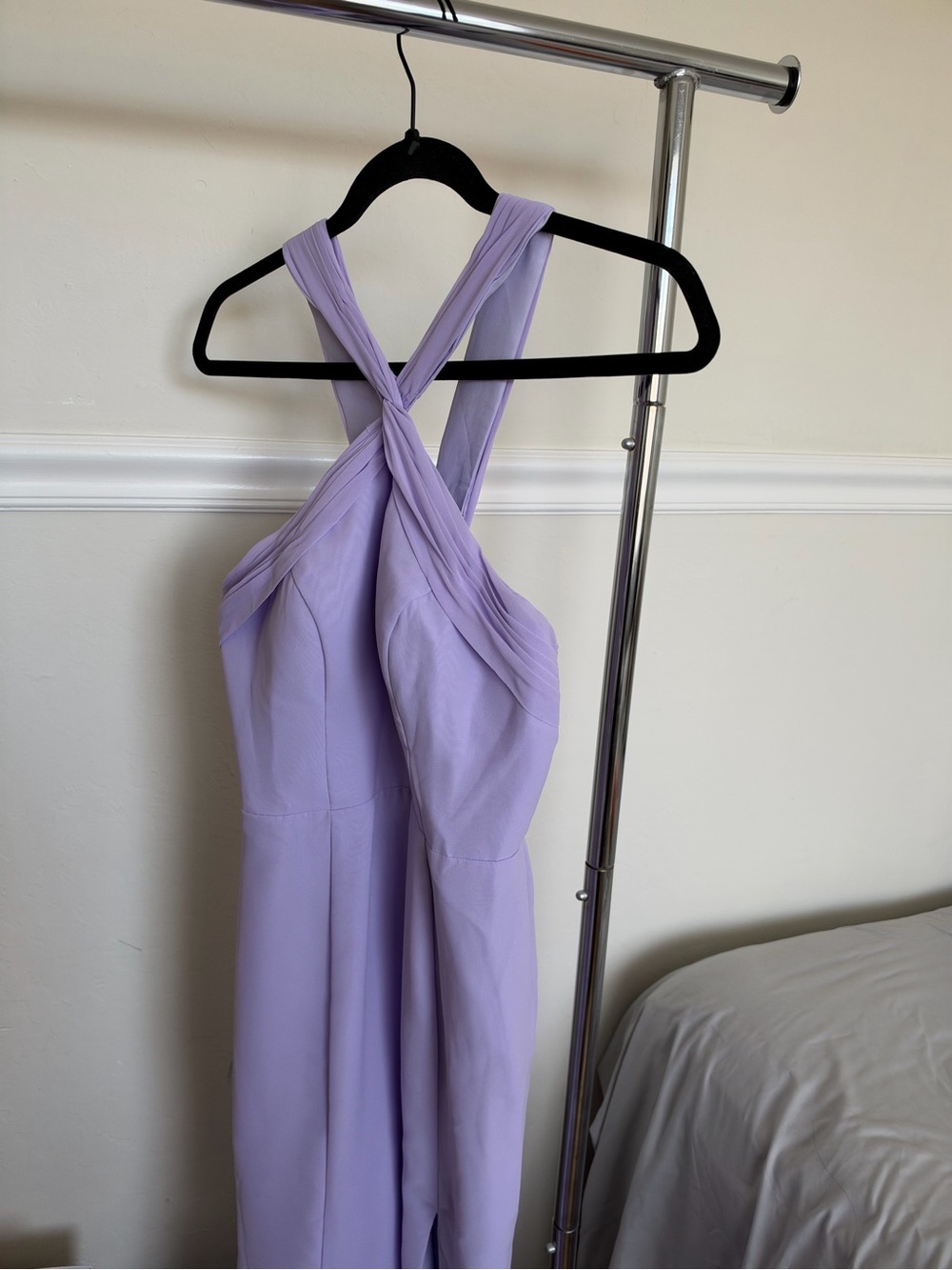 Azazie Lilac Maxi Dress with Twisted Cross Back